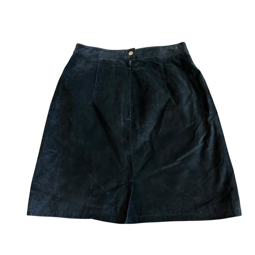 Faded Glory Retro Vintage Y2K Genuine Leather Black Suede Skirt Size Medium